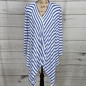 CALVIN KLEIN Asymetrical BlueWhite Stripe Cardigan